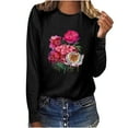 thumbnail image 1 of Pompotops T-shirt Décontracté Imprimé pour Femmes Col Rond Manches Longues Blouse, 1 of 7