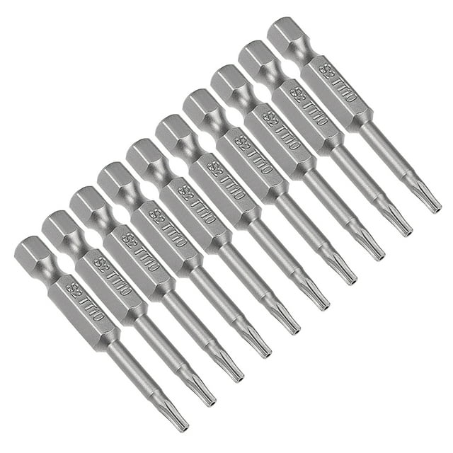 Unique Bargains 10 Pcs 1/4' Hex Shank T10 Magnetic Security Torx Screwdriver Bits 50mm Length