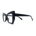 thumbnail image 6 of Womens Oversized Thick Squared Cat Eye Clear Lens Fashion Eyeglasses Black, 6 of 8