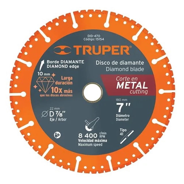 Disco Diamante Corte Metal 7'' T. 42 Truper 15154 Truper DID-470
