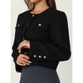 thumbnail image 4 of DARING DIVA Women's Cropped Blazer Button Front in Tweed Fabric L Black, 4 of 6