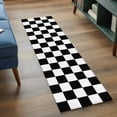 thumbnail image 3 of 2x6 Kitchen Runner Rug, Black White Plaid Non-Skid Rubber Backing Large Rectangle Rugs - Living Room Bedroom Home Office, Farmhouse Modern Minimalist Geometric Indoor Floor Mat Carpets Washable Rug, 3 of 9