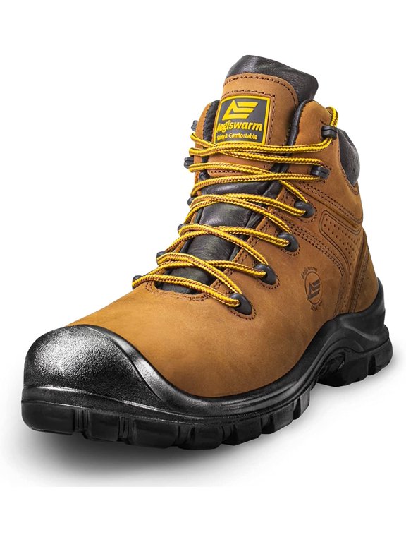 Steel Toe Work Boots for Men Waterproof Durable Crazy-Horse Non Slip Industrial and Construction Safety Footwear Mens Work Boots