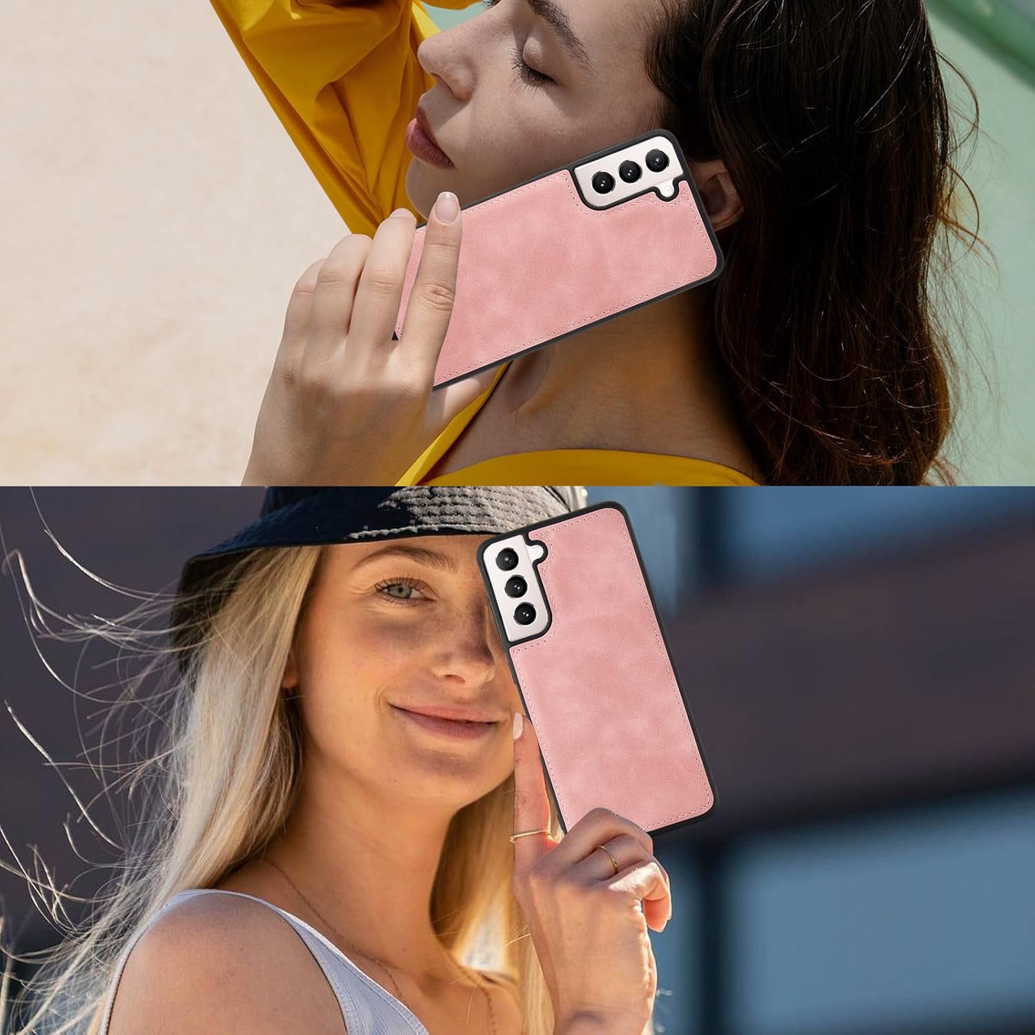 for Samsung Galaxy S21 5G Wallet Case, Detachable PU Leather Magnetic flip Phone Case Wallet with Card Holder Wrist Strap Zipper Wallet for Women/Men, S21 5G Phone Case 6.2inch(Pink)