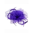 thumbnail image 1 of Chic Headwear Satin Braid Pill Box w/ Mesh and Feathers - Purple, 1 of 1