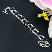 London Blue Topaz Gemstone 925 Sterling Silver Jewelry Bracelet 7-8"