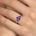 thumbnail image 4 of Gem Stone King 1.65 Cttw Purple Amethyst 3-Stone Engagement Ring for Women | 925 Sterling Silver | Oval 8X6MM and Round 4MM | Three Stone Wedding Anniversary Promise Ring for Women, 4 of 6