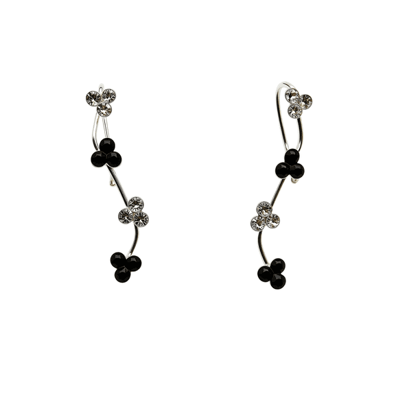 Aretes de plata .925 BELLAPLATA MF broquel Flores de noche de plata con circonias brillantes
