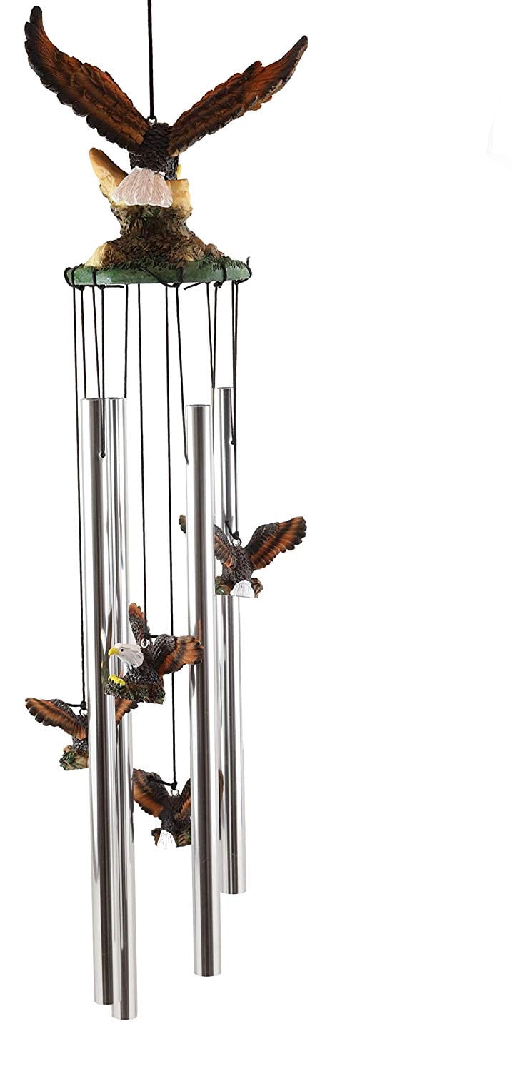 Ebros Colorful American Bald Eagle Spreading Out Its Wings Relaxing Wind Chime