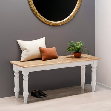 Boraam Farmhouse Wood Dining Bench in Cream and Natural