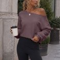 thumbnail image 5 of NominalSnug Cropped Sweatshirts for Women off Shoulder Long Sleeve Crop Top Fall Pullover Tops, 5 of 8