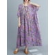 thumbnail image 4 of Vestido de lino de algodón de mujer vintage Vestido de verano informal suelto de cintura alta Eccomum Morado, 4 of 7