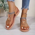 thumbnail image 5 of Oofos Sandals for Women Women's Versatile Plus-Size Bohemian Style Flops Beach Shoes Comfortable Summer Sandals Brown 36, 5 of 9
