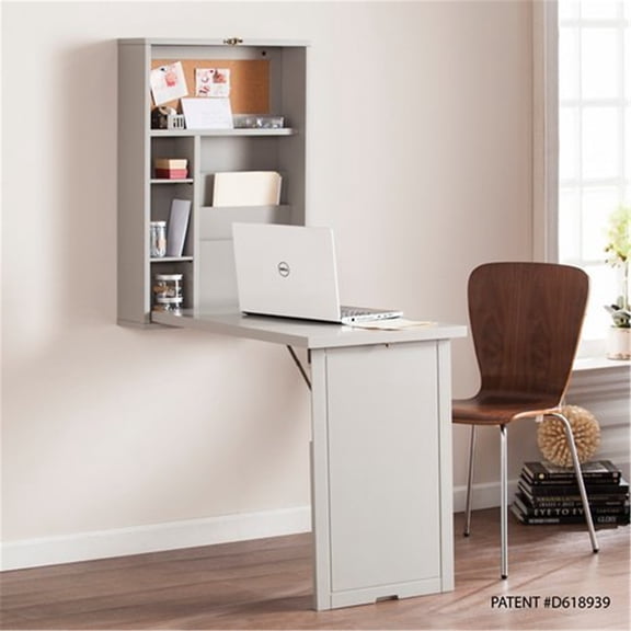 Fold-Out Convertible Wall Mount Desk - Gray