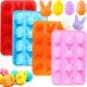 thumbnail image 1 of Moldes de silicona con forma de huevo de Pascua con forma de conejito de para chocolate, 4 paquetes, molde en forma de huevo, bandeja para hornear, molde de chocolate para pastel de resina, 1 of 4