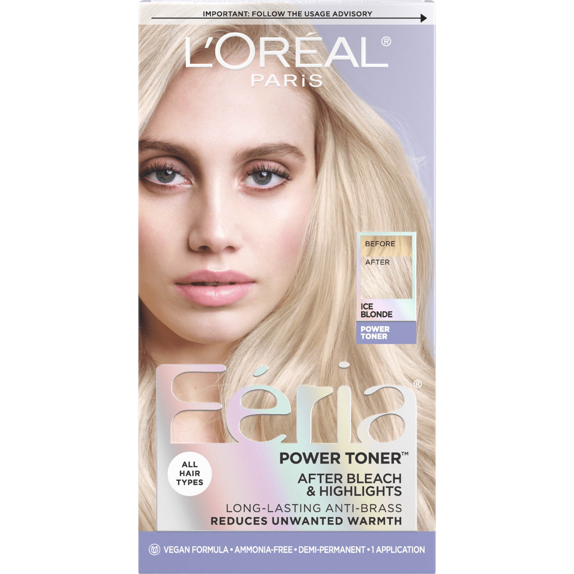 L'Oreal Paris Feria 9P Ice Blonde Permanent Hair Color and Toning Shampoo & Conditioner Set, 6.8 fl oz