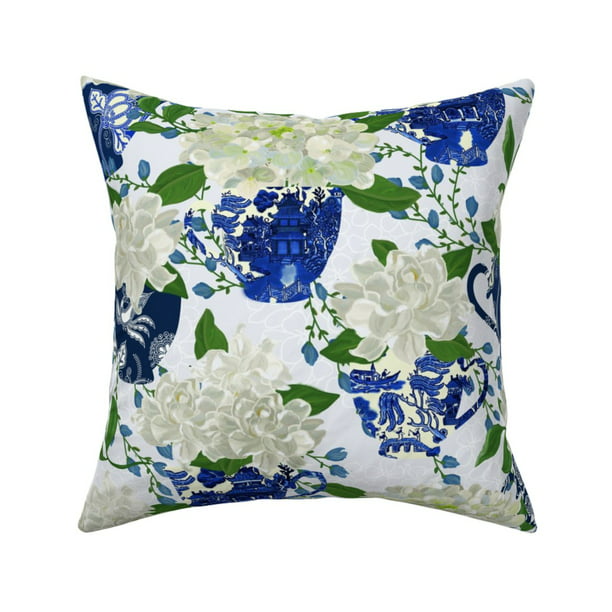 Floral Chinoiserie Tea Cups Throw Pillow Cover w Optional Insert by Roostery