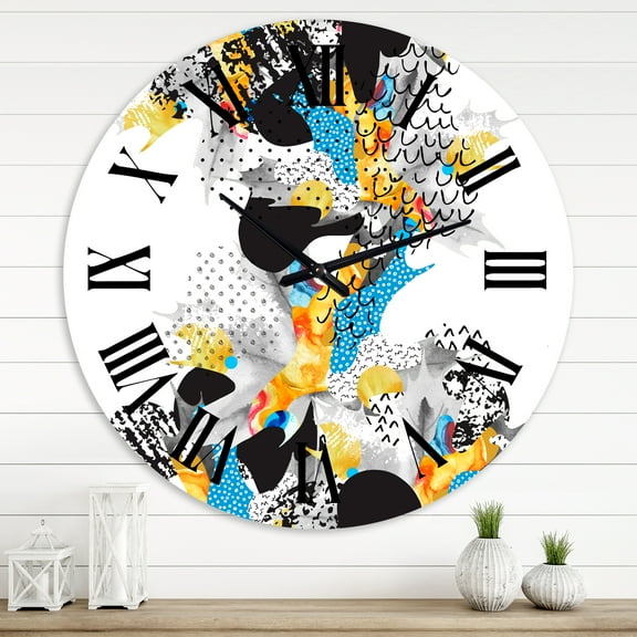 Designart 'Minimal Fluid Shapes In Bauhaus Memphis Style' Modern Wall Clock