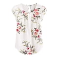 thumbnail image 2 of Qarigey Camiseta de mujer Camiseta plisada estampada Top Cuello Blusa de manga corta Prendas para la parte del cuerpo Blanco XXL, 2 of 6