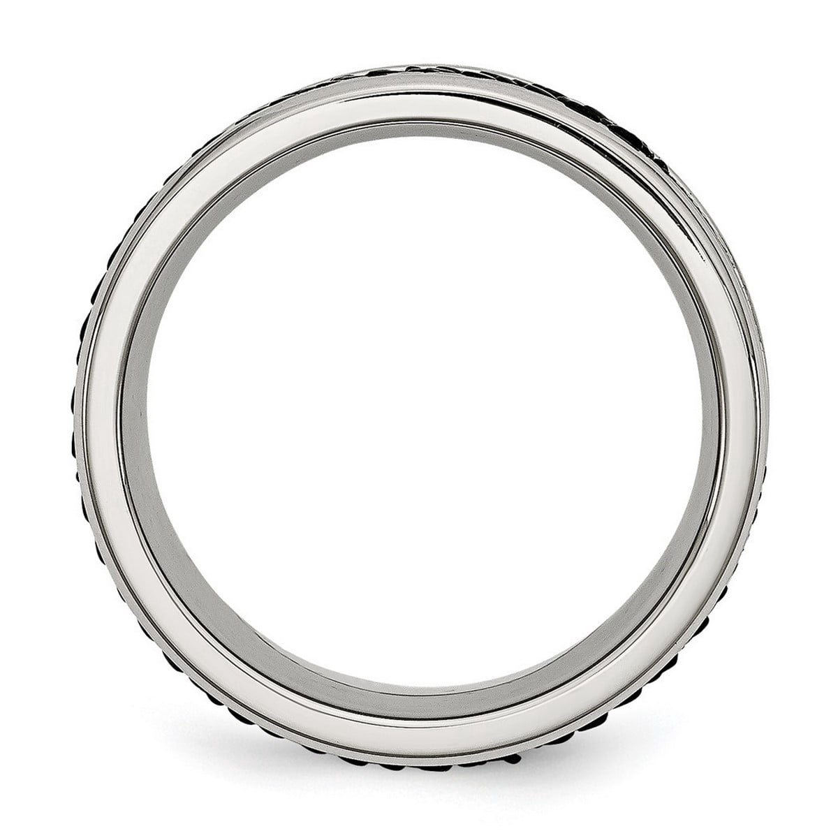 Stainless Steel Polished Grooved Stingray Textured 8mm Ring - Size 10.5