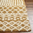 thumbnail image 5 of Hauteloom Promp Shaggy Farmhouse Hallway, Entryway, Bedroom Runner Rug - Bohemian Moroccan Trellis High Plush Pile - Shag Carpet - Mustard, Brown, White - 2'7" x 7'3", 5 of 9