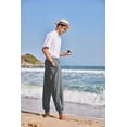 thumbnail image 6 of COOFANDY Men Hippie Pants Baggy Harem Pants Linen Cotton Yoga Casual Drop Crotch Trouser, 6 of 7