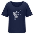 thumbnail image 3 of Femmes Blouse Confortable Coton Lin Col Rond Imprimé Floral Short Sleeve Top Chemise en Vrac Été Tops, 3 of 4