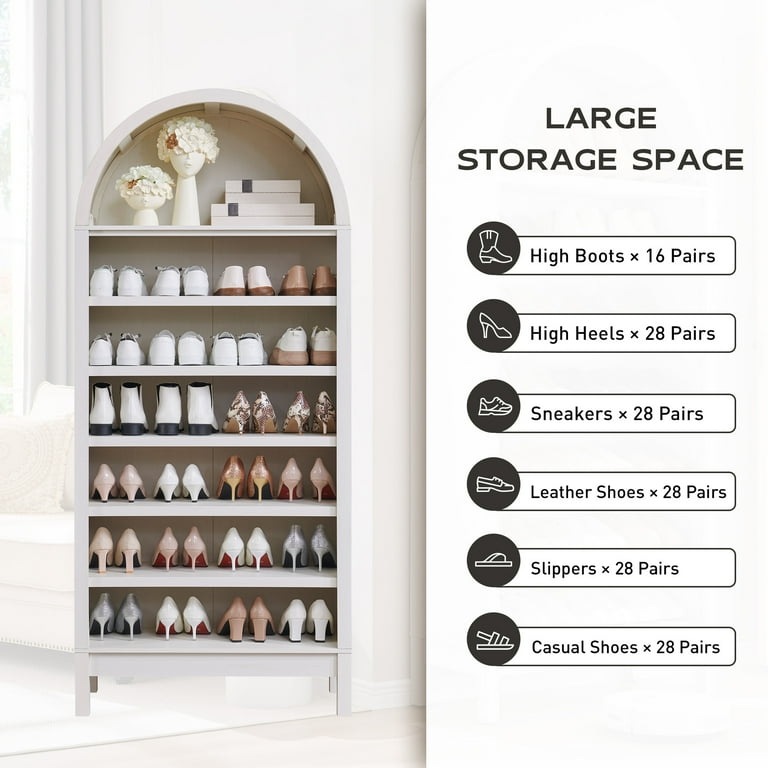 SinCiDo Tall Arched Bookshelf, 7-Tier Open Shelf photo 4