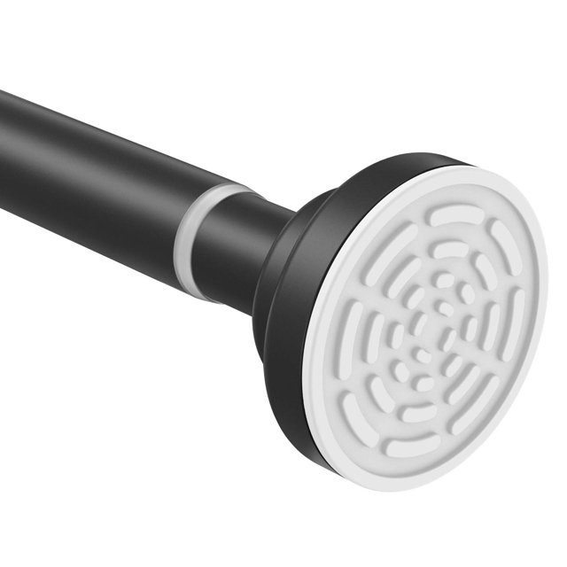 Shower Curtain Rod 40-77 inch Adjustable Tension Spring No Drilling Premium Stainless Steel Non-Slip Bath Rods Black White