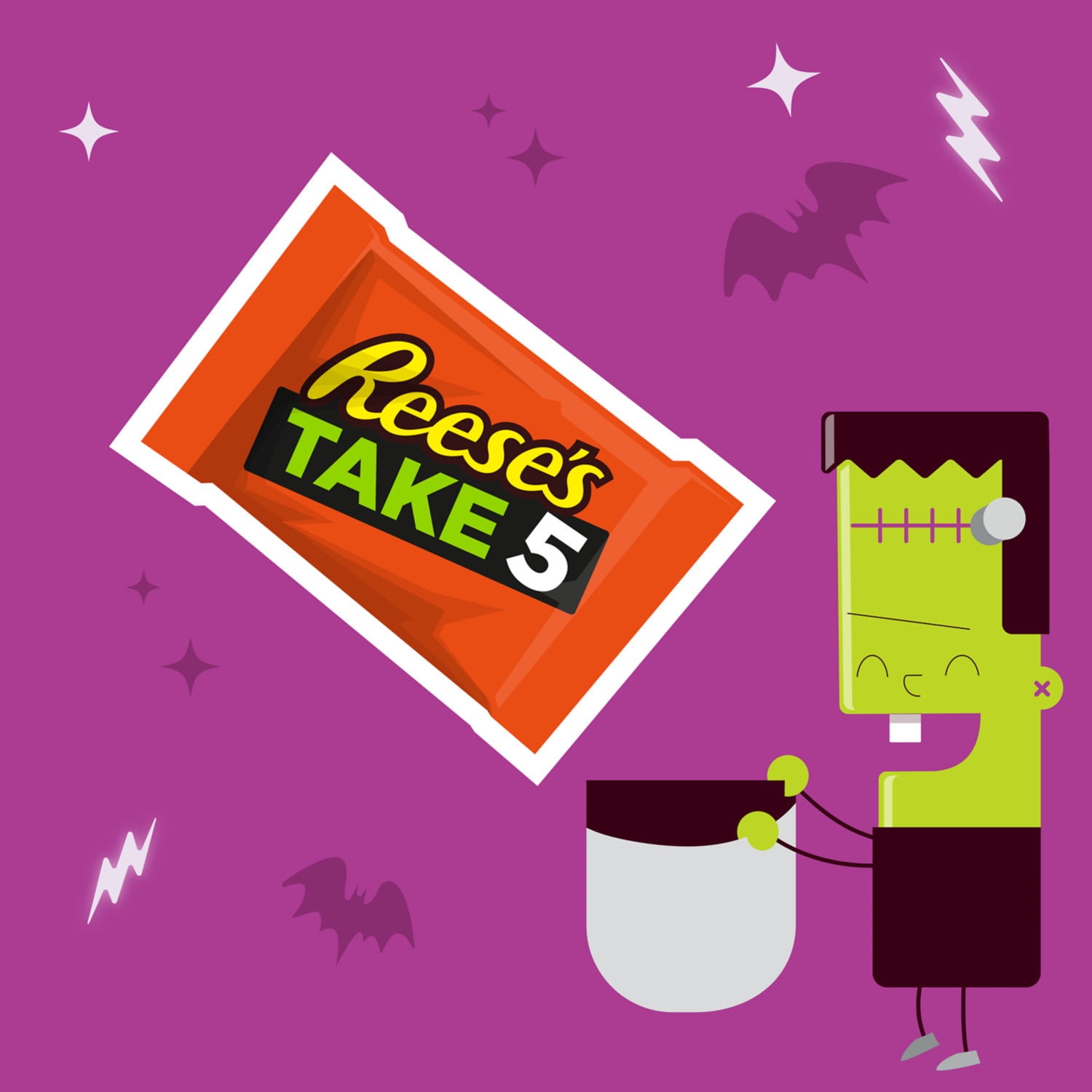 Reese's Take 5 Pretzel, Peanut and Chocolate Snack Size Halloween Candy, Bag 11.25 oz (Pack of 8)