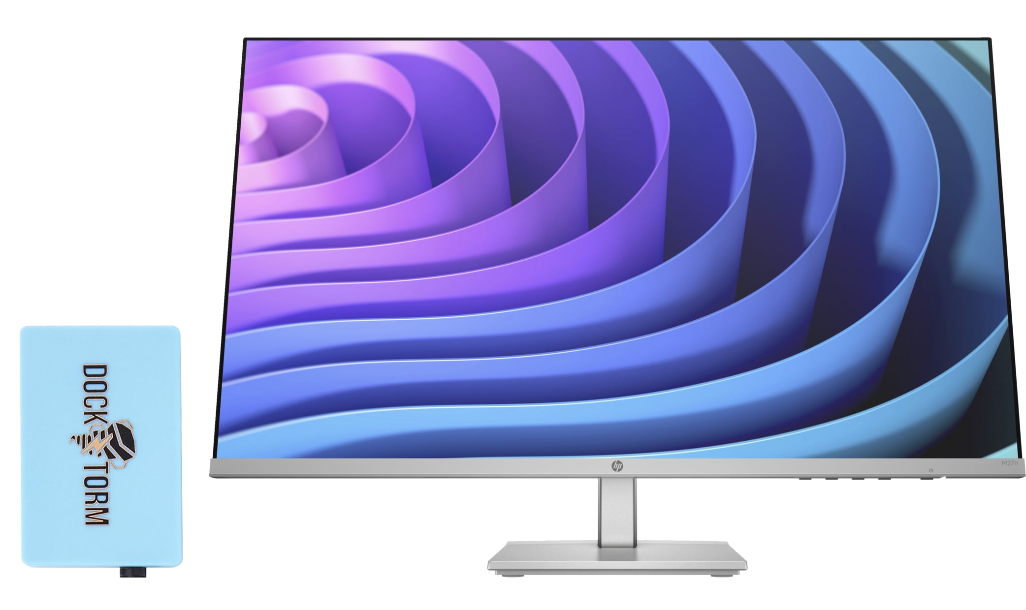 HP M27h FHD Monitor 76D13AAABA Bundle With Docztorm Dock, 27" Full HD