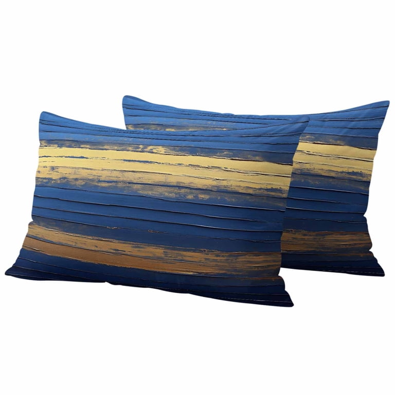 Outdoor Pillow Covers,Modern Navy Blue Yellow Line Decorative