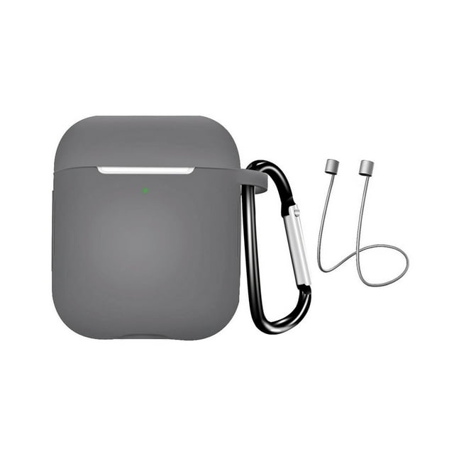 Silicone Mini Earphone Protective Case Storage Box with Lanyard for Air-Pods 1 2-Grey