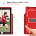 thumbnail image 6 of Dteck Heavy Duty Case For iPad 10.2" 7th Generation with Pencil Holder, Armor Defender Rugged Shockproof Kickstand Protective Hybrid Kids Child Proof Cover With PET Screen Protector, Red/Black, 6 of 11