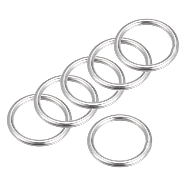 Unique Bargains 316 Acier Inoxydable Anneau Rond 35mm ID 5mm d'Épaisseur 6 Pack