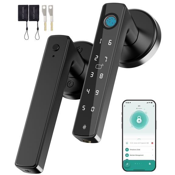 YFK Fingerprint Door Lock — Smart Door Handle & Biometric Lock Featuring A Keypad and IC Card Support for Keyless Entry; Suitable for Bedrooms, Homes, Hotels, Offices, and Apartments.
