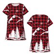 thumbnail image 5 of Salouo Christmas Tree Buffalo Plaid Print Short Sleeve Sleepshirt for Womens Comfy Nightgown Scoopneck Cute Nightdress Ruffle -Medium, 5 of 7