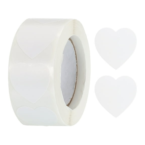 Uxcell Heart Shaped Sticker 1 Inch Self Adhesive Love Sticker Label for Valentine Day, White 500 Pcs