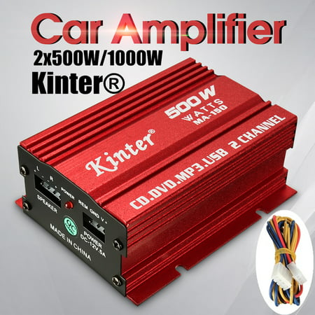 Kinter MA-150 2x500W 90db 2-Channel Car Power Amplifier HI-FI Stereo Audio LED Display with Power Supply Amp Subwoofer For CD DVD MP3 PC Home Motorcycle Boat computer
