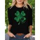 thumbnail image 1 of Camiseta De Mujer Verano Activewear Camiseta Básica Para Senderismo Deportes VacacionesWomen's St. Patrick's Day Lucky Clover T-Shirt - Long Sleeve, Crew Neck, Casual White Top with GreenCamisetas d, 1 of 6