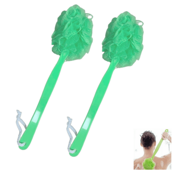Loofah Stick with Sponges, 2Pcs Loofah with Handle, Large Sponge Shower Scrubber
