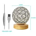 thumbnail image 2 of Kristall USB Bordlampa Silver Kristallkula med Träbas Sängbordlampa Dimbar Nattlampa för Sovrum, Vardagsrum, Kontor, Bästa Presenter, 2 of 5