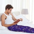 thumbnail image 5 of Kdxio blue purple Snowflake Print Men's Sleep Pajama Pant Lounge Pants with Pockets-Large, 5 of 6