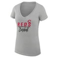 thumbnail image 2 of Women's G-III 4Her by Carl Banks  Heather Gray Cincinnati Reds Team Graphic V-Neck Fitted T-Shirt, 2 of 3
