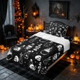 thumbnail image 3 of Homewish Halloween Gothic Skull Twin Sheets, Magical Mushroom Bedding, Black White, 3pcs (1 Flat Sheet, 1 Fitted Sheet and 1 Pillowcase), 3 of 6