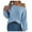 Blue, variant on BSDJILFG Fall Sweatshirt Women Plus Size Off-the-shoulder Shoulder Sweaters Lantern Long Sleeve Crochet Knitted Shirts Loose Fit Pullover Lounge Tops Rollbacks,S-L