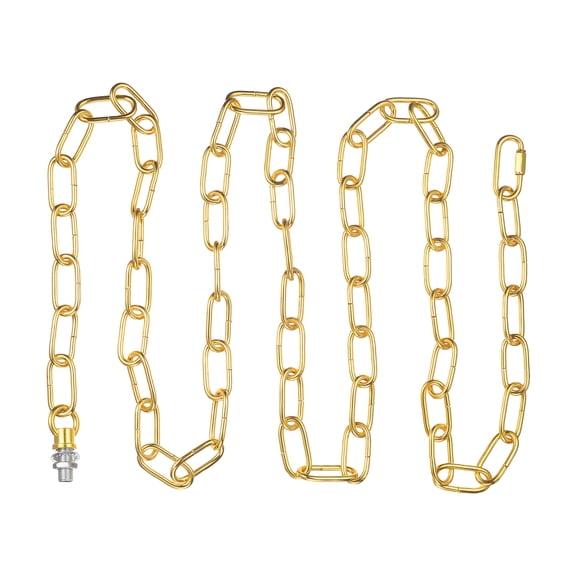 Uxcell 6 ft Light Fixture Chain Metal Looping Link Up to 110 lbs Gold Tone