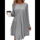 thumbnail image 2 of Vestido de Mujer de Larga, Cuello Redondo, Cintura Alta y Cintura Irregular. Gris M, 2 of 8