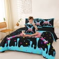 thumbnail image 3 of Manfei Baseball Gaming Sports 7-Piece Twin Bedding Sets,Ice Cream Print Letter M Bedding Comforter Set For Teens Boys Reversible, 3 of 6