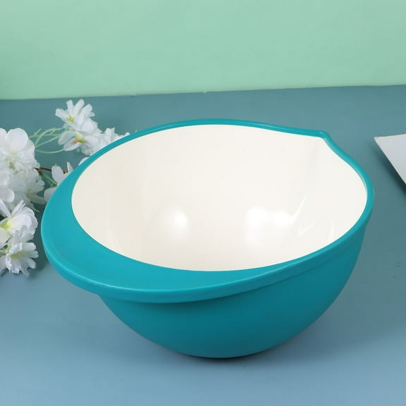 IBASETOY Blue Plastic Bowl for Salad and Snacks Vegetable Bowl with Easy Grip Handle